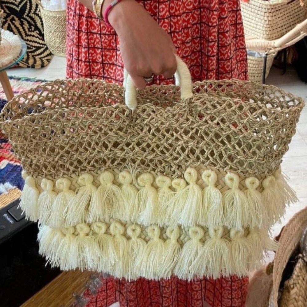 New beach basket bag - Straw bag - picnic basket